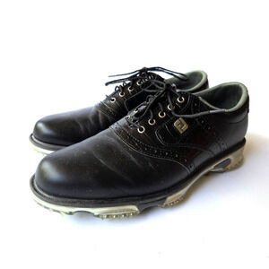 FootJoy Womens Golf Shoes Size 8.5 Black Leather Saddle #53678 Spikes